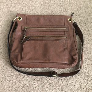 Brown faux leather Bueno bag